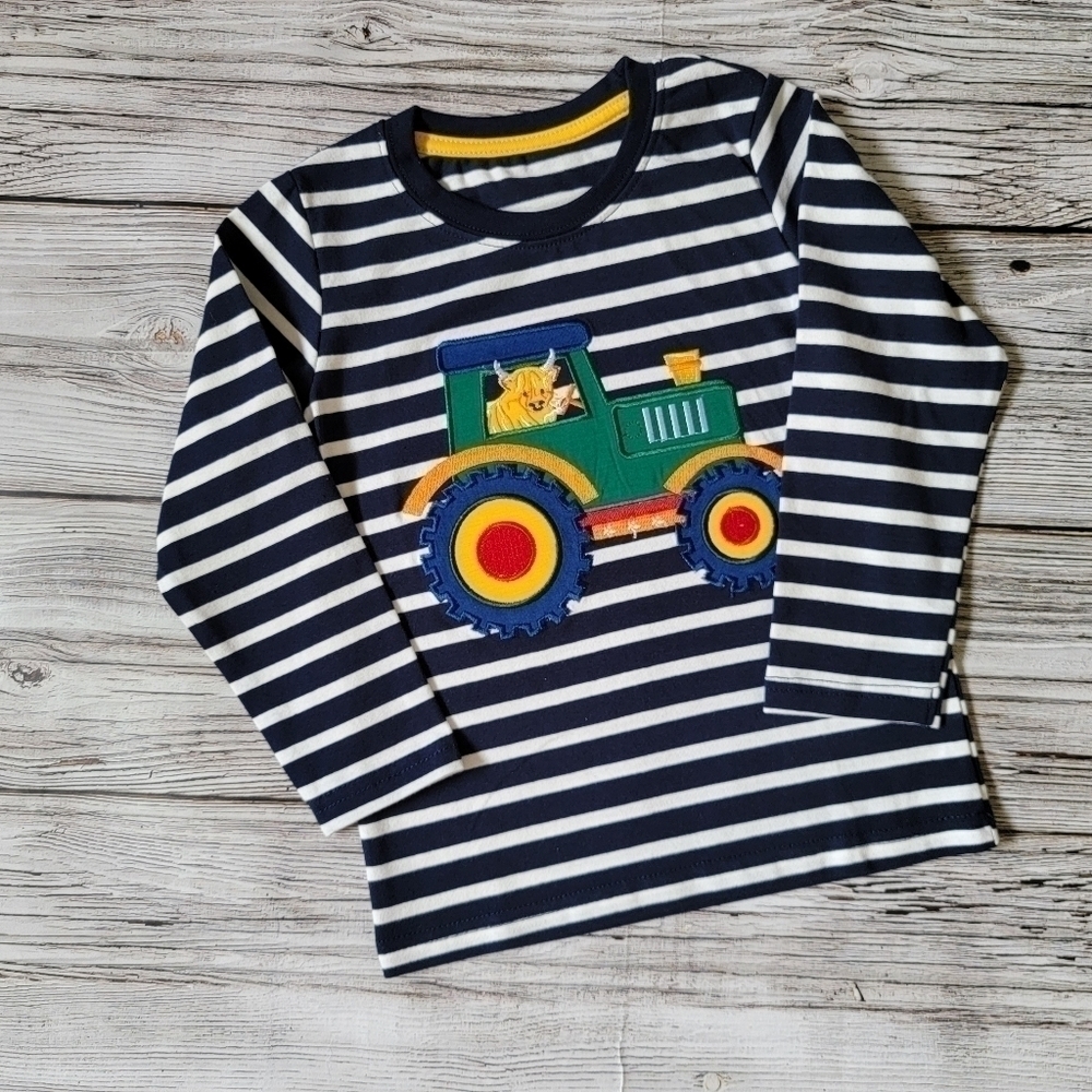 Highland Cow and Tractor Long-Sleeve Top NWT
